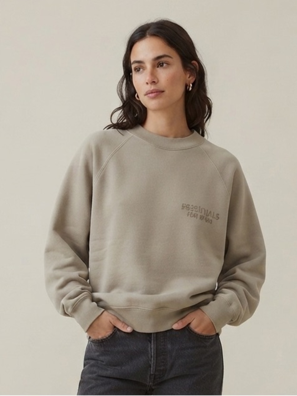 Essential Fear Of God Sz XXS Tan Relaxed Casual Streetwear Sweater